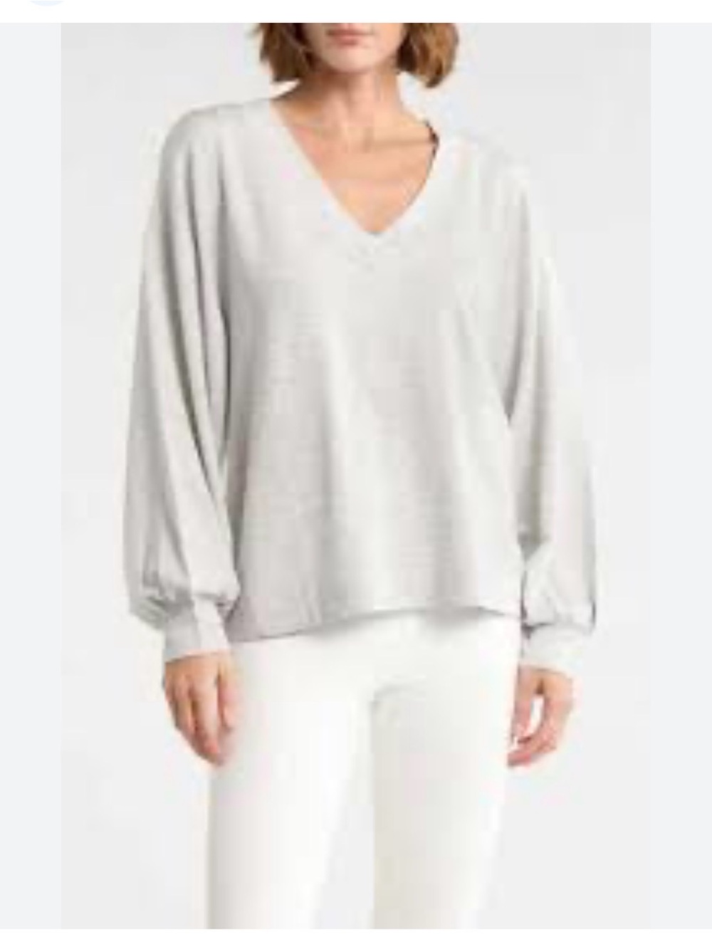Travis Mathew Light cream  V-Neck Balloon Sleeve Sweater